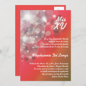 5x7 Glitz Glimmer Quinceanera Invitation d'anniver (Devant / Derrière)