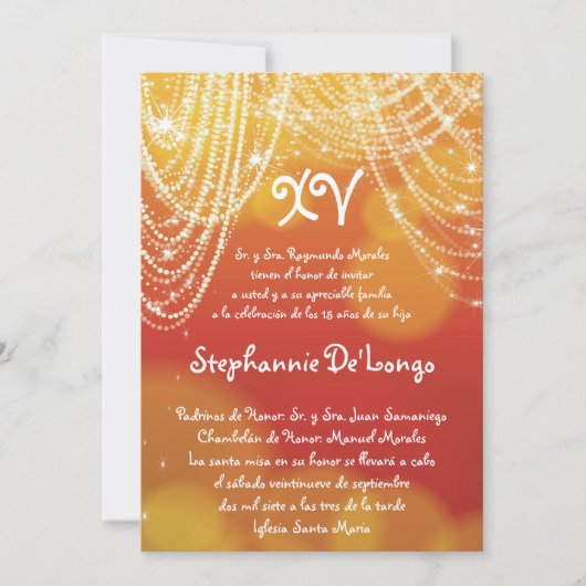 5x7 Glitz Glimmer Quinceanera Invitation d'anniver (Devant)