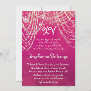 5x7 Glitz Glimmer Quinceanera Invitation d'anniver