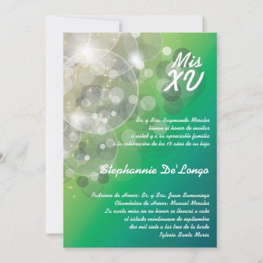 5x7 Glitz Glimmer Quinceanera Invitation d'anniver (Devant)