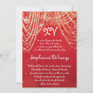5x7 Glitz Glimmer Quinceanera Verjaardag Uitnodigi Kaart