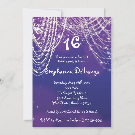 5x7 Glitz Glimmer Sweet 16 Anniversaire Invitation (Devant)