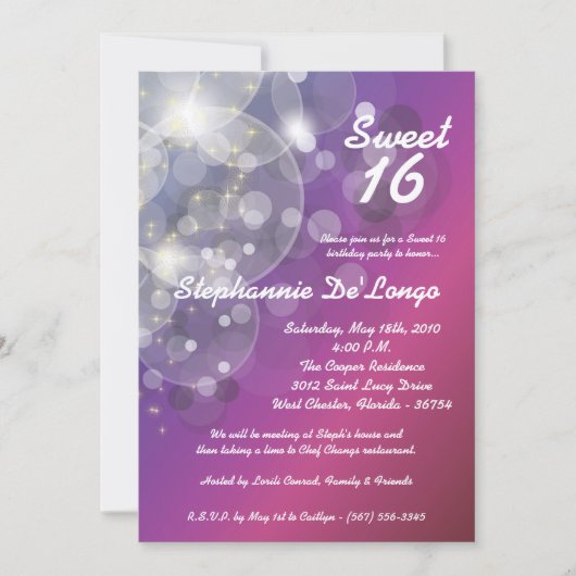5x7 Glitz Glimmer Sweet 16 Anniversaire Invitation (Devant)