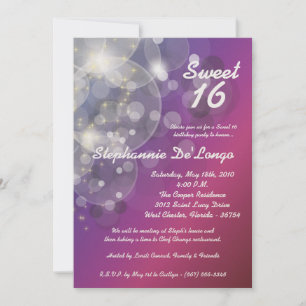 5x7 Glitz Glimmer Sweet 16 Anniversaire Invitation