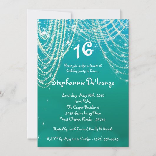 5x7 Glitz Glimmer Sweet 16 Anniversaire Invitation (Devant)