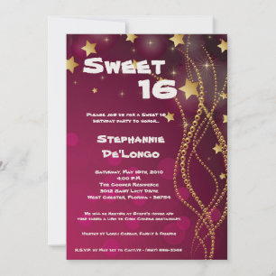 5x7 Glitz Glitter Sweet 16 Verjaardag Uitnodiging