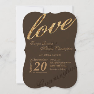 5x7 Gold Foil Parties scintillant Love Faire-part