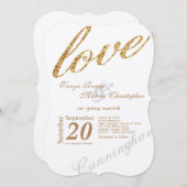 5x7 Gold Foil Parties scintillant Love Faire-part (Devant / Derrière)