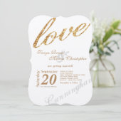 5x7 Gold Foil Parties scintillant Love Faire-part (Debout devant)