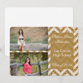 5x7 Gold Glitter Chevron Strip Senior Aankondiging (Voorkant / Achterkant)