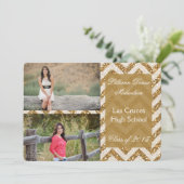 5x7 Gold Glitter Chevron Strip Senior Aankondiging (Staand voorkant)