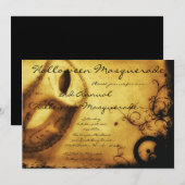 5x7 Gold Masquerade Halloween Costume Invitation (Devant / Derrière)