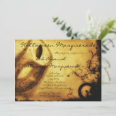 5x7 Gold Masquerade Halloween Costume Invitation (Debout devant)