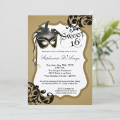 5x7 Gold Masquerade Masque Masque 16 Invitation An (Debout devant)