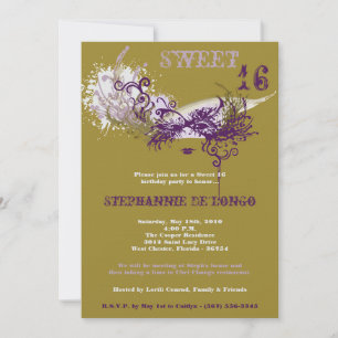5x7 Gold Masquerade Sweet 16 Verjaardag Uitnodigin Kaart