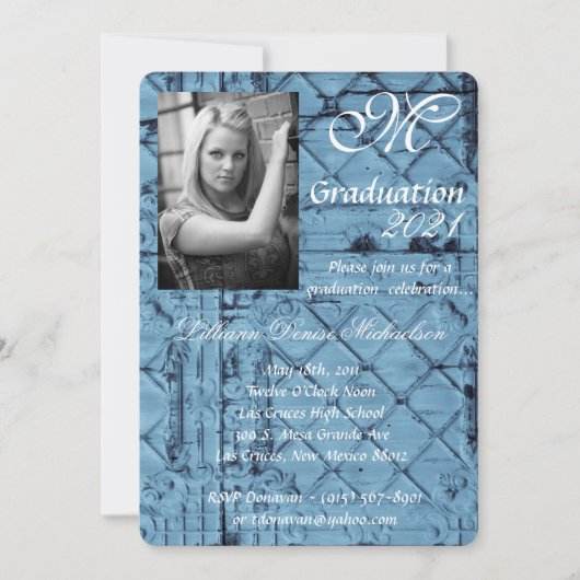 5x7 Graduation Part Invitation Rustique Tin Panel (Devant)