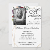 5x7 Graduation Part Invitation White Roses Gold Ge (Devant)