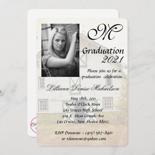 5x7 Graduation Partie Invitation Coucher du soleil (Devant / Derrière)