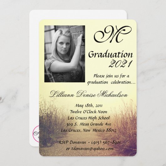 5x7 Graduation Partie Invitation Sunrise Pathway W (Devant / Derrière)