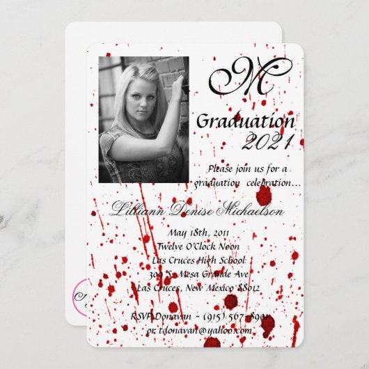 5x7 Graduation Partie Invitation Vamp Splatter de  (Devant / Derrière)