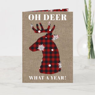 5x7 Grapny Oh Deer Buffalo Pset Burlap Kerstmis Feestdagen Kaart