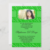 5x7 Gree Zebra Print Patter Quinceanera Invitation (Devant)