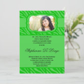 5x7 Gree Zebra Print Patter Quinceanera Invitation (Debout devant)