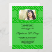 5x7 Gree Zebra Print Patter Quinceanera Invitation (Devant / Derrière)