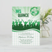 5x7 Green Dance Party Quinceanera Invitation (Debout devant)