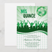 5x7 Green Dance Party Quinceanera Invitation (Devant / Derrière)