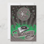 5x7 Green DJ Spin Platenspeler Quinceanera Uitnodi Kaart (Achterkant)