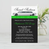 5x7 Green Limo Sweet 16 Anniversaire Invitation (Debout devant)