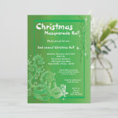 5x7 Green Masquerade Christmas Ball Invitation (Debout devant)