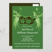 5x7 Green Masquerade Noël XMAS Invitation (Devant / Derrière)