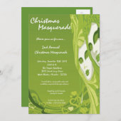 5x7 Green Masquerade Noël XMAS Invitation (Devant / Derrière)