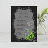 5x7 Green Masquerade Sweet 16 Birthday Invitation Kaart (Staand voorkant)