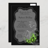 5x7 Green Masquerade Sweet 16 Birthday Invitation Kaart (Voorkant / Achterkant)