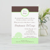 5x7 Green Neut Mod Elephant Baby shower Invitation Kaart (Staand voorkant)