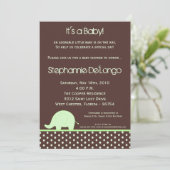 5x7 Green Neut Mod Elephant Baby shower Invitation Kaart (Staand voorkant)