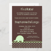 5x7 Green Neut Mod Elephant Baby shower Invitation Kaart (Voorkant / Achterkant)