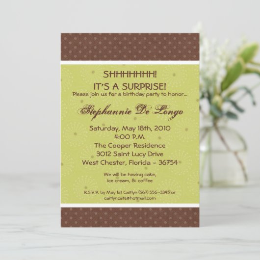 5x7 Green Polka Point Imprimer Invitation d'annive (Debout devant)