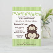 5x7 Green Pop Monkey Neutra Baby shower Invitation (Debout devant)