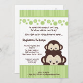 5x7 Green Pop Monkey Neutra Baby shower Invitation (Devant / Derrière)