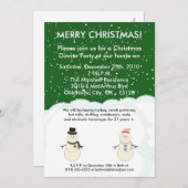 5x7 Green Snowman Snow Christmas Party Invitation (Devant / Derrière)