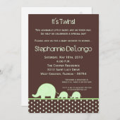 5x7 Green Twin Mod Baby shower éléphant Invitation (Devant / Derrière)