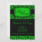 5x7 Green Zebra Imprimer Anniversaire Invitation (Devant)