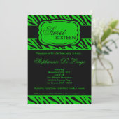 5x7 Green Zebra Imprimer Anniversaire Invitation (Debout devant)