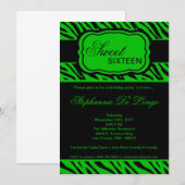 5x7 Green Zebra Imprimer Anniversaire Invitation (Devant / Derrière)