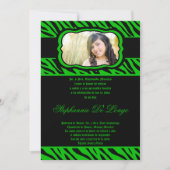 5x7 Green Zebra Imprimer Quinceanera Invitation (Devant)