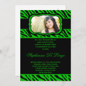 5x7 Green Zebra Imprimer Quinceanera Invitation (Devant / Derrière)
